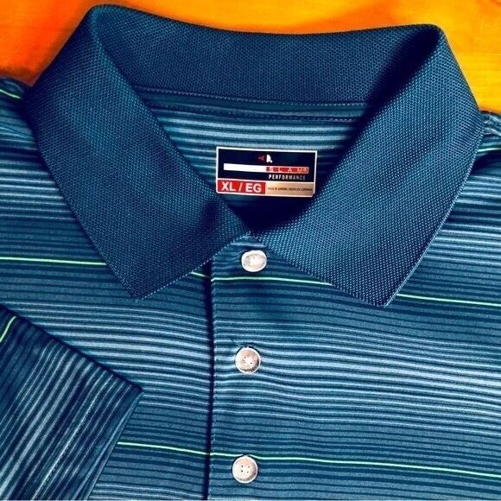 Grand Slam Performance Men's XL Blue Neon Green‎ Short Sleeve Golf Tennis Shirt